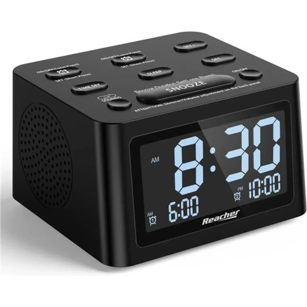 Dual Alarm Clock & Sleep Sound Machine, USB Charger, 12 Soothing Sounds